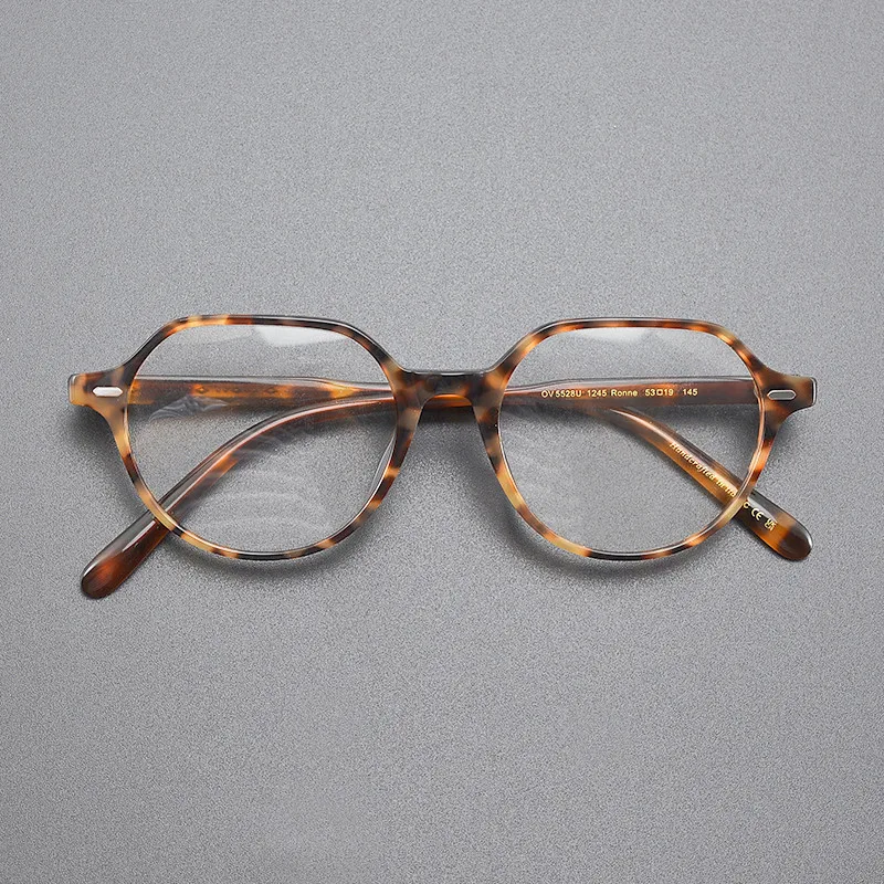 Acetate ov5528U Glasses frame for men and women leopard print retro irregular myopia prescription optical glasses frame luxury b