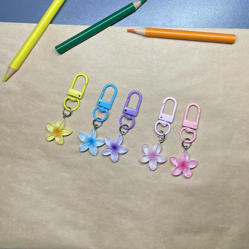 Dulce colorido gelatina flor llavero Color DIY flor lindo llaveros colgante estudiante niñas resina bolsa colgante llavero joyería