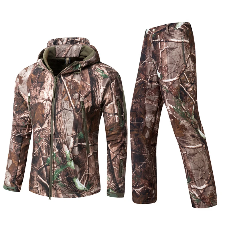 

Winter Military TAD Gear for Men Waterproof Fishing Clothes Set Sharkskin Soft Shell Suit Fleece Thermal Jacket and Pants Sets