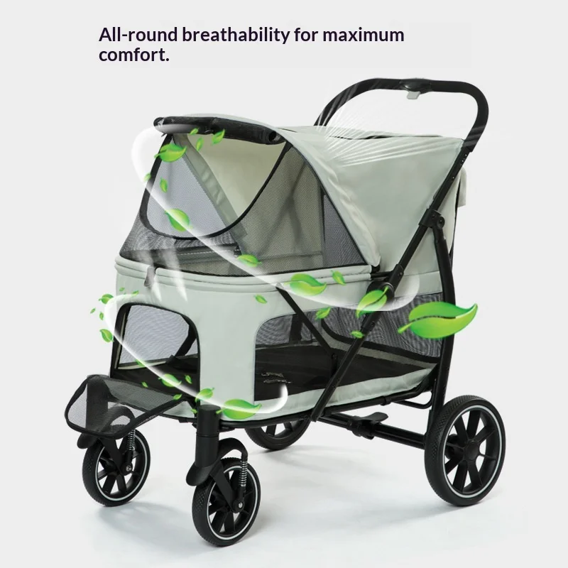 Extra-Large Foldable Pet Stroller for Cats and Dogs Multi-Pet Trolley Outdoor Use Model PC410 Wholesale