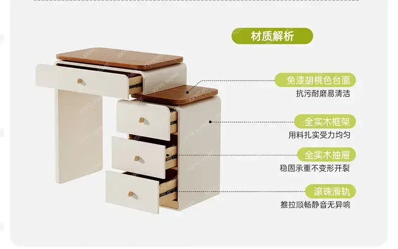 Makeup Stool Vanity Desk Storage Space  Drawers Compact Dressing Table Bedroom Corner Coiffeuse De Chambre