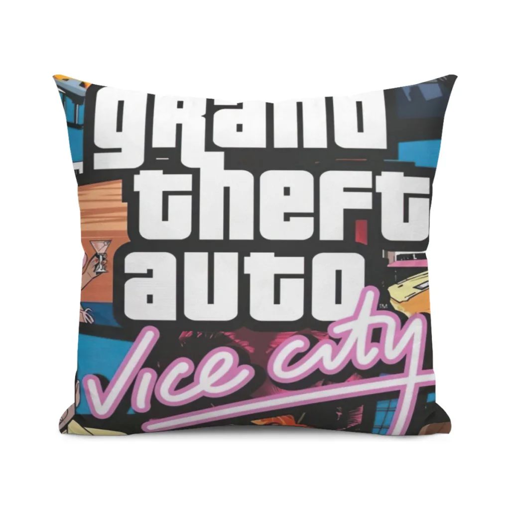 

Gta-Vice-City-Square-newest Design Pillow Case Home Bedroom Living Room Sofa Cushion Cover 45x45cm Peach Skin Pillowcase