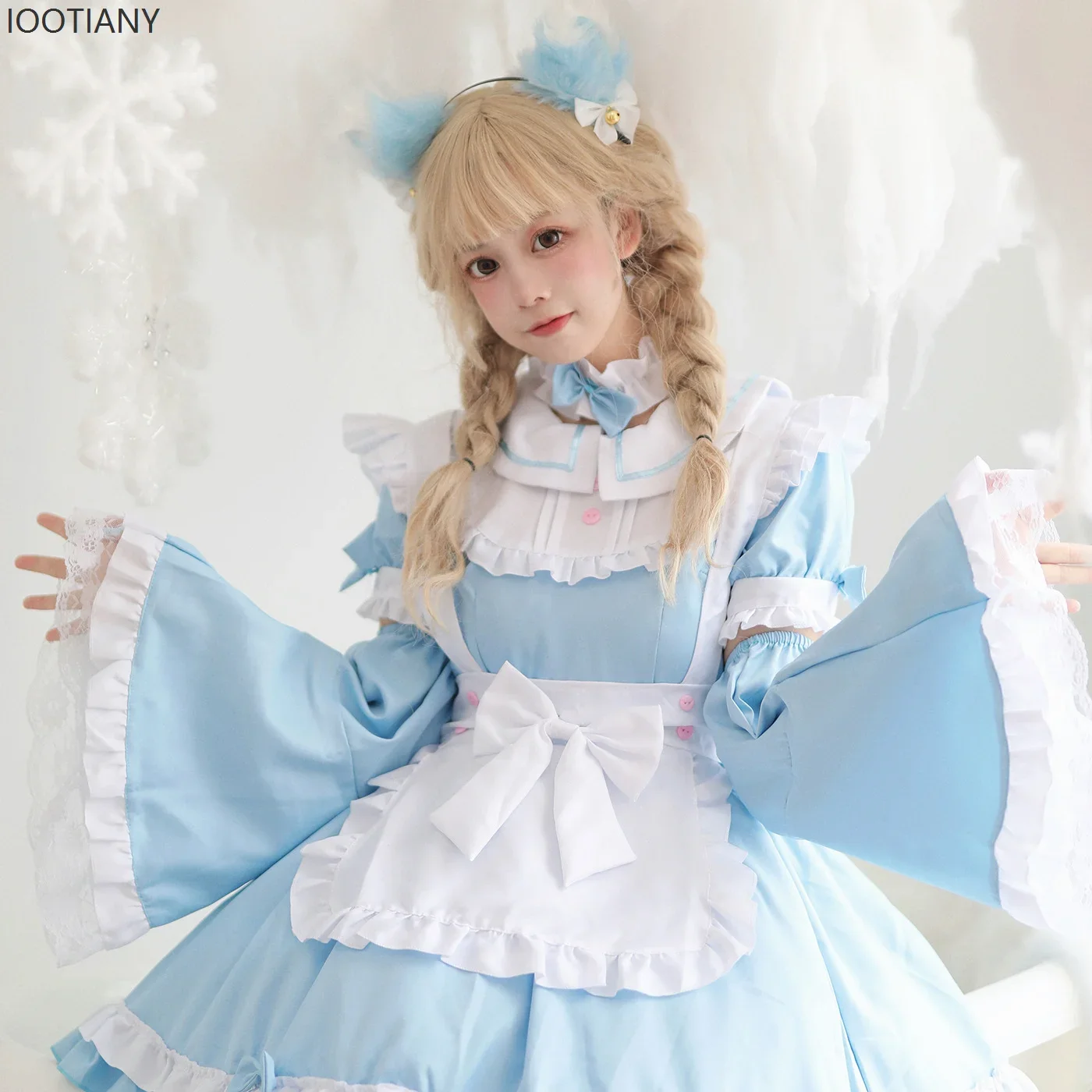 Косплей Хэллоуин Косплей Костюм Алиса Горничная Экипировка Синее Платье Праздничная Вечеринка Сценический Костюм Костюм Съемные Рукава Ne