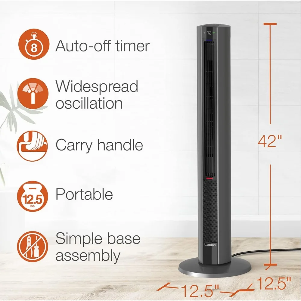 Oscillating All Season Tower Fan and Space Heater in One for Home with Adjustable Thermostat