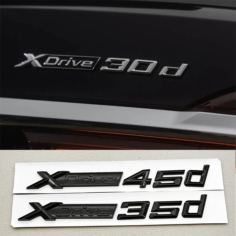 Car 3D ABS Black Logo XDrive 30d 35d 40d 45d 50d 55d Emblem  Trunk Fender Side Badge StickerFor BMW X3 X5 X6 X7 F25 F15 G01 G05