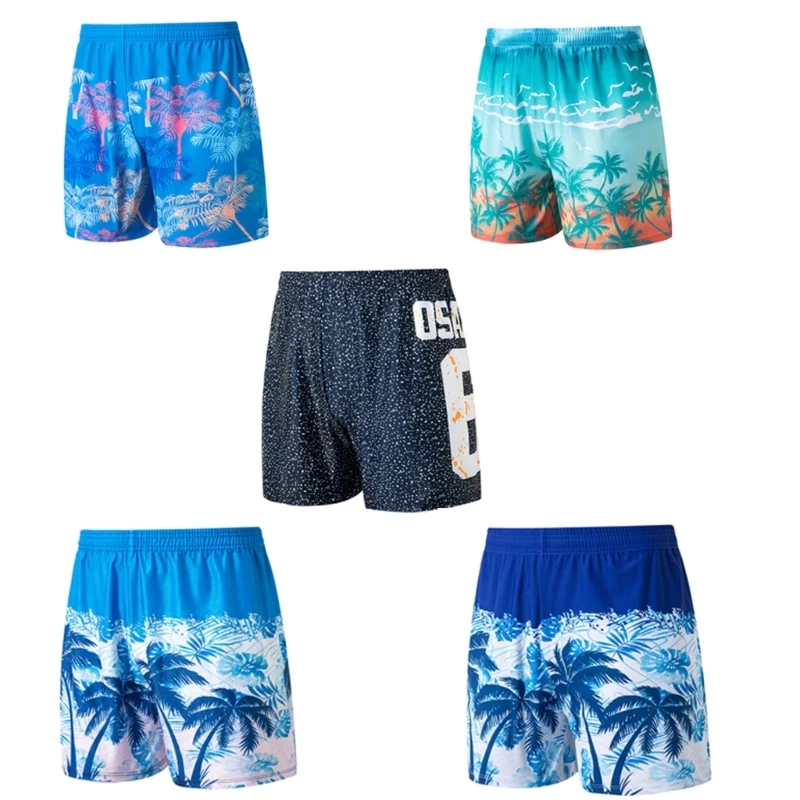 Man Flower Print Beach Shorts Quick Drying Swim Shorts Male Loose Swim Trunks