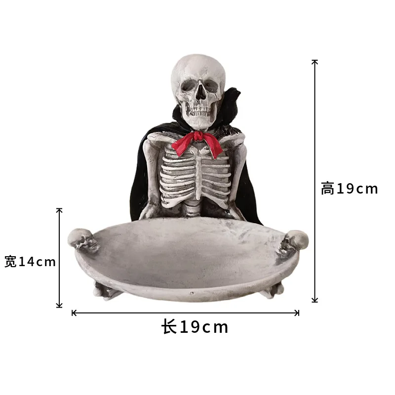New Halloween Gifts Cloak Skull Tray Tabletop Storage Ornaments Resin Craft Ornament view 6