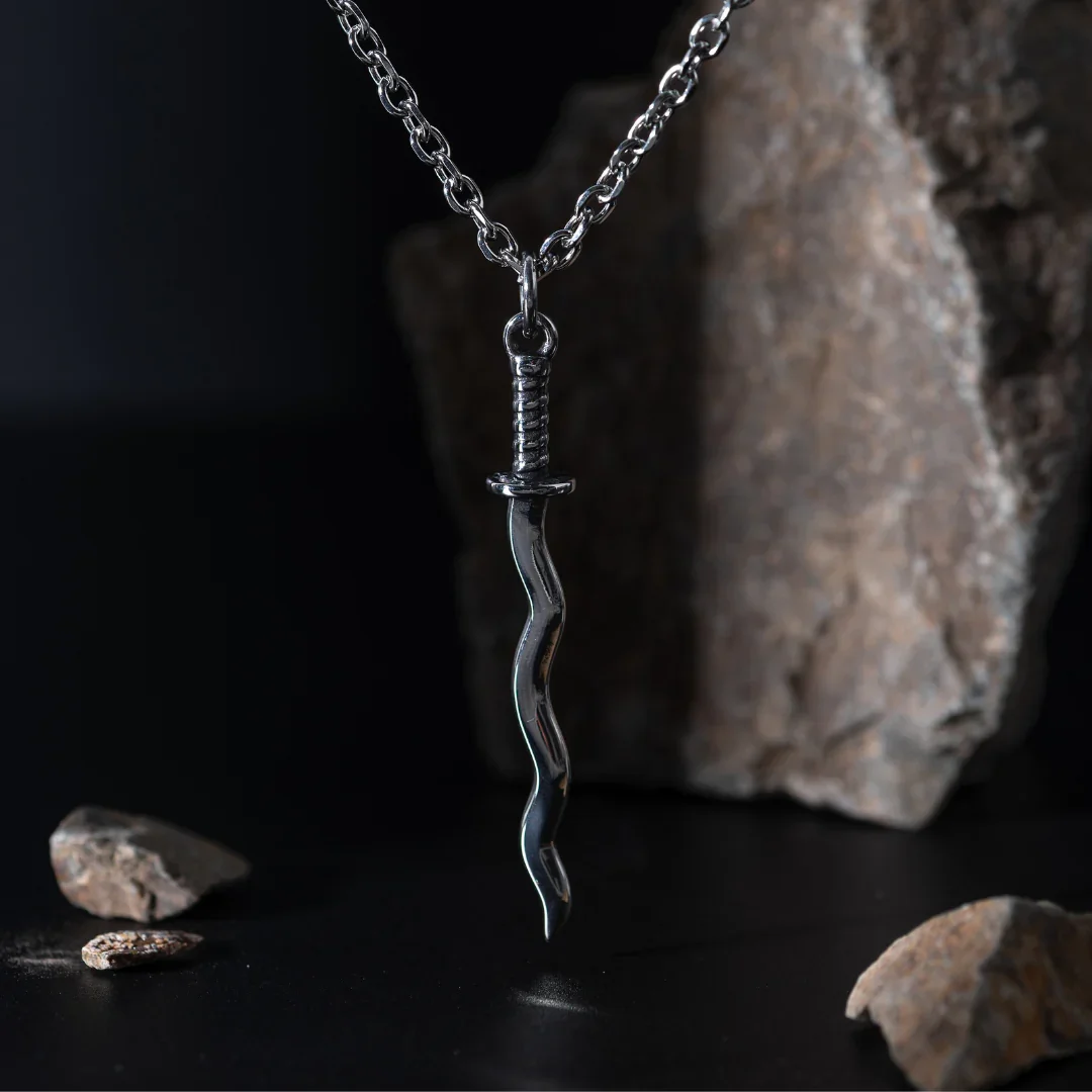 Serpent Breathing Katana Necklace retro necklace samurai sword snake necklace