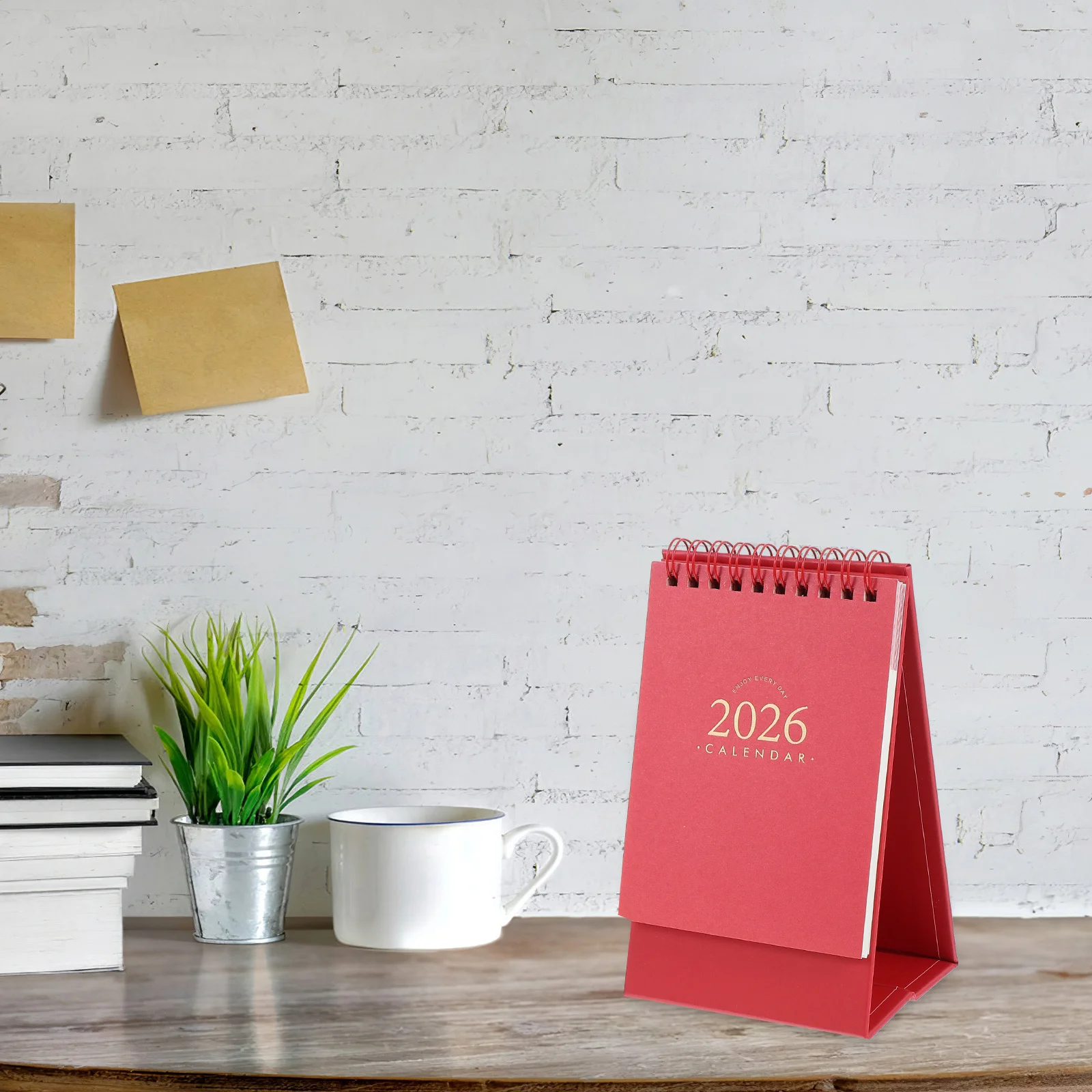 2 Stück Schreibtischkalender 2026 Vintage minimalistischer Stehpult-Flip-Kalender Tagesplaner Büro Home Study Bürokalender