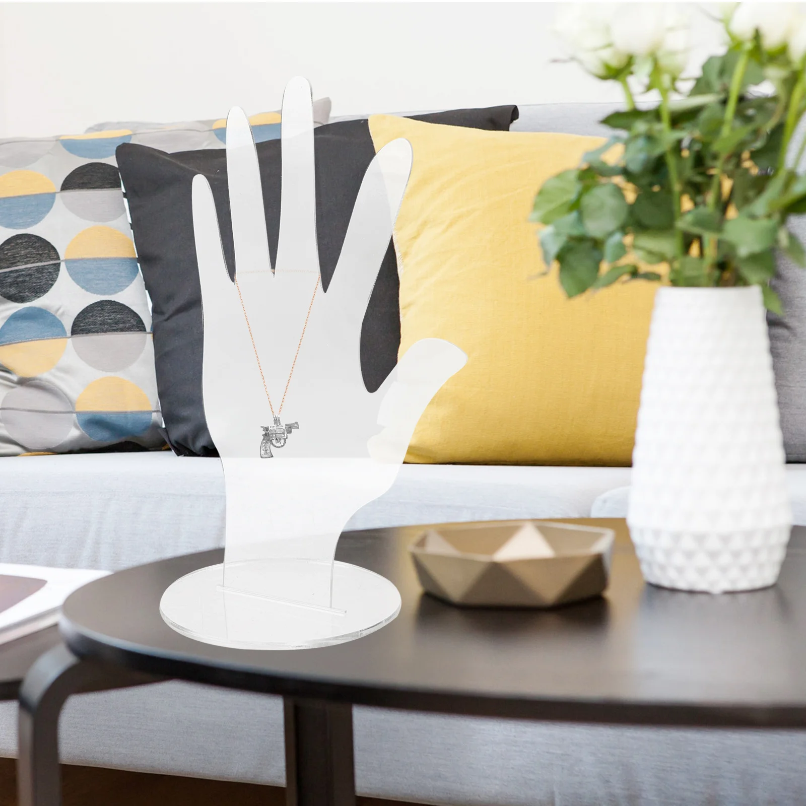 

Hand Jewelry Display Stand Acrylic Palm Design For Ring Bracelet Necklace Watch Holder Craft Organizer Tabletop Display Rack