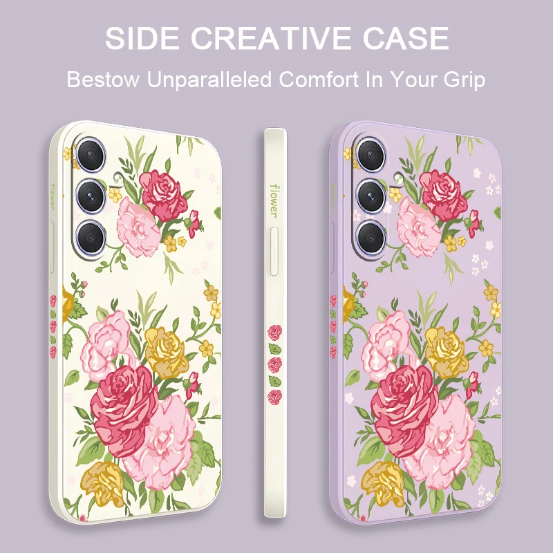 لينة قضية الهاتف لسامسونج غالاكسي A56 A36 A15 A54 A34 A24 A14 A26 A16 A55 A35 A25 A73 A53 A33 بولي TPU للصدمات ماتي زهرة غطاء #2