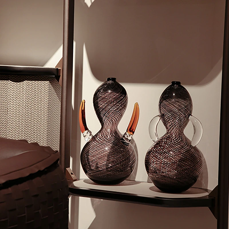 New Home Decoration Twins Gourd Elf Handmade Art Glass Award Vase Accessories