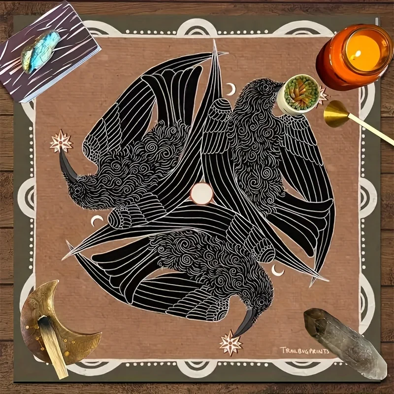 Tarot Clothes for Table Tarot Cloth Astrology Sun Mysterious Raven Tarot Tablecloth: Artistic Design for Divination and