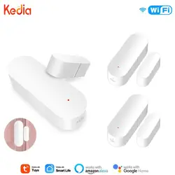 Tuya-Sensor de porta e janela WiFi sem fio, detector aberto e fechado, aplicativo Smart Home, controle remoto e de voz, suporte Alexa e Google Home