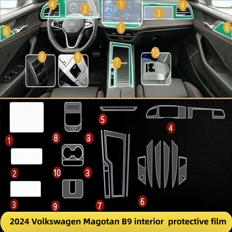 For 2024 Volkswagen Magotan B9 interior trim film center console screen soft film car modification transparent protective film