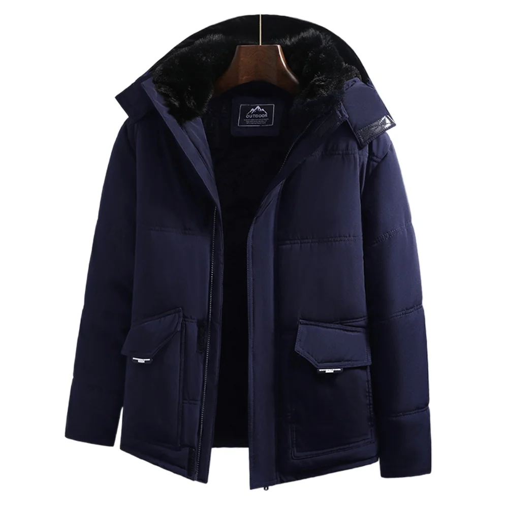 

Thick Padded Hooded Jackets for Men Winter Warm Soft Padded Leather Coats Men's Mid-to-long Overcoat Winter Parkas Man Clothing