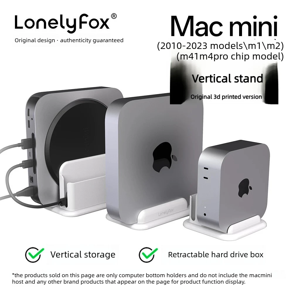 

LonelyFox Vertical Stand for Mac Mini Desktop Holder Dock Stowable Cable Management Creative Desktop 3D Printing Accessory