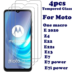 4PCS Tempered Glass For Motorola Z4 One macro E 2020 E22s E7 E7i power E7plus Screen Protector For Moto Glass Front Film