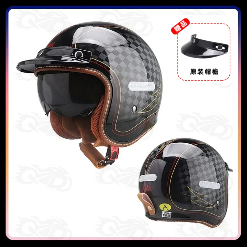 

Men Women Open Face Motorcycle Helmet DOT Approved Jet Helmet for Moto Pilot Chopper Retro Vintage 3/4 Half Motorbike Casco