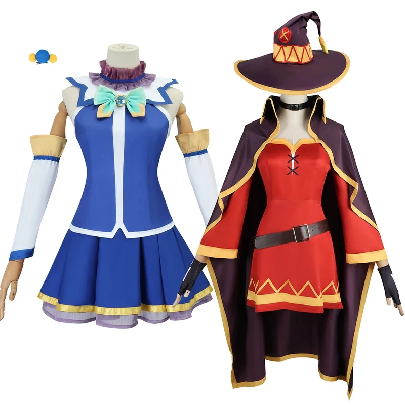 

Anime KonoSuba God's Blessing on This Wonderful World Aqua Megumin Cosplay Costume Top Skirt Set Dress Cape Halloween Cost gf;.9