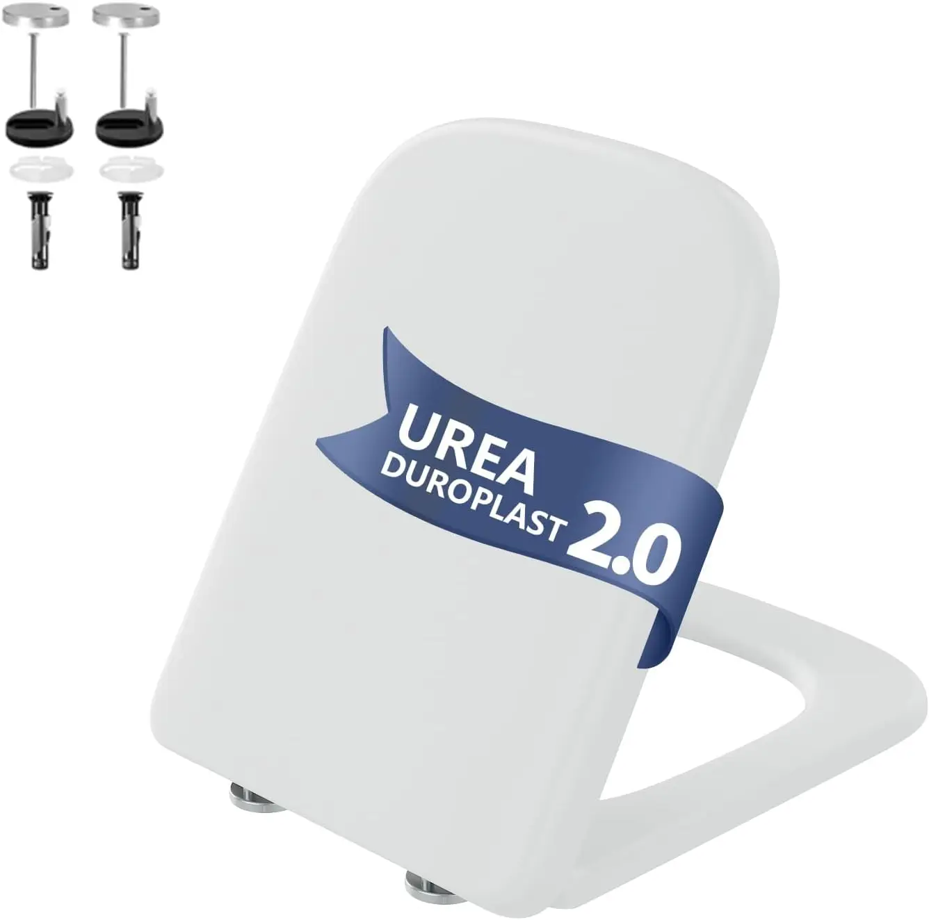 Toilettendeckel mit Absenkautomatik, D-förmiger WC-Sitz, Toilettensitz bis 250 kg, abnehmbar, leise & komfortabel, leicht zu reinigen