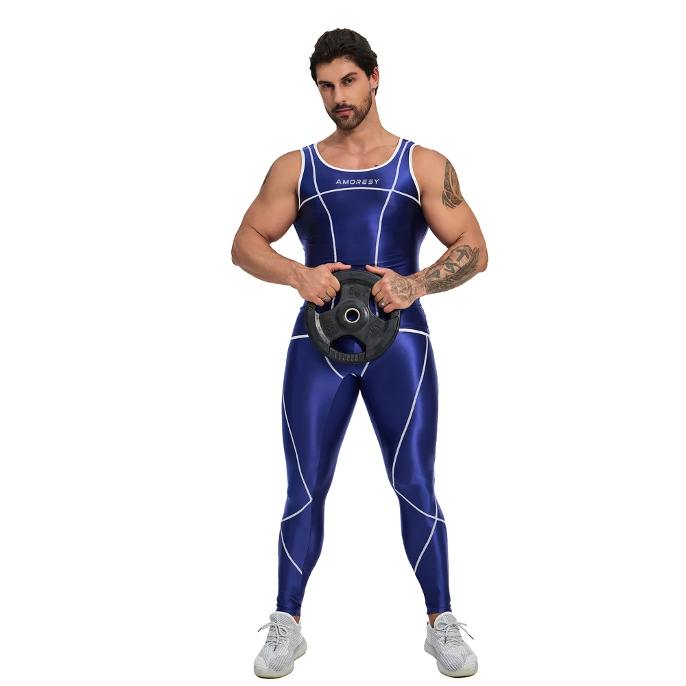 AMORESY Spandex Tight-fitting Athletic Hurdle Vest For Men High Elastic Breathable Gym Trainning Running Fitness Pants