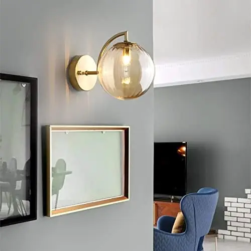 

5.9" Glass Lamp, G9 LED Vanity Light, Modern Retro Style Brass Finish Sconce Light, Bedroom Bathroom Corridor Lighting Fixtur