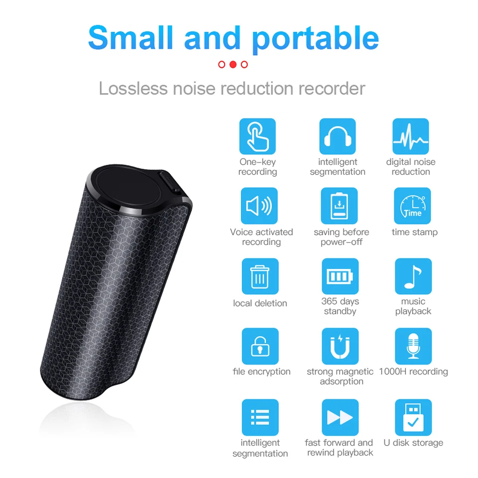 Digital Audio Voice Recorder Multifunction Magnetic Professional Q70 Recorder HD Denoise One-Click Recording With Microphone