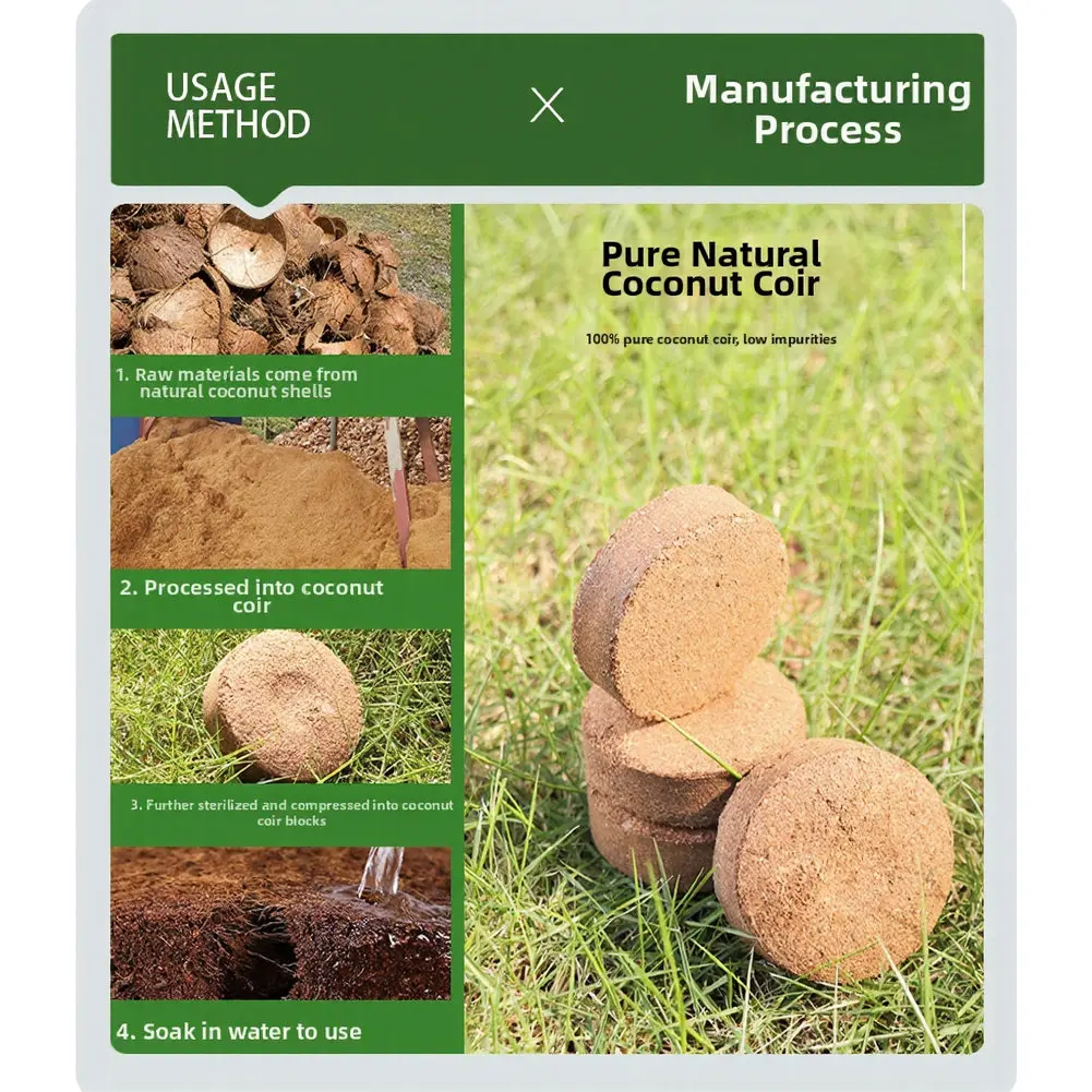 For Gardening Coconut Coir Blocks for succulent Potting Sustainable Gardening Solution Coconut Coir Browm Sustainable Material