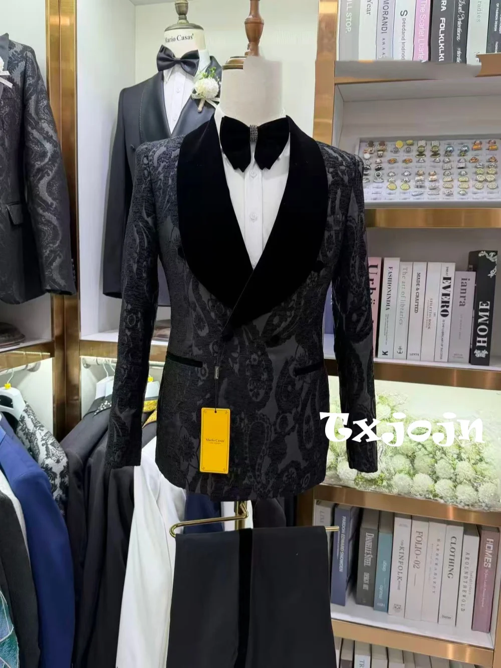 

New Men's Patterned Suit Set 2 Pieces Wedding Groom Sets Handsome Elegant Man Slim Fit Tuxedo Business Party Outfit S-3XL
