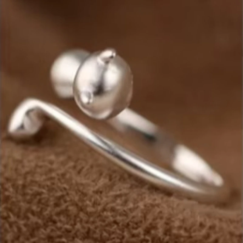 925 Sterling Silver Grind arenaceous cat Open Rings For Women High Quality Lady Prevent Allergy Sterling-silver-jewelry
