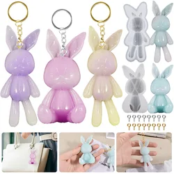 DIY Mirror Silicone Mold Cute Rabbit Animal Keychain Pendant Silicone Mold Stand Sitting Rabbit Jewelry Molds For Resin Making