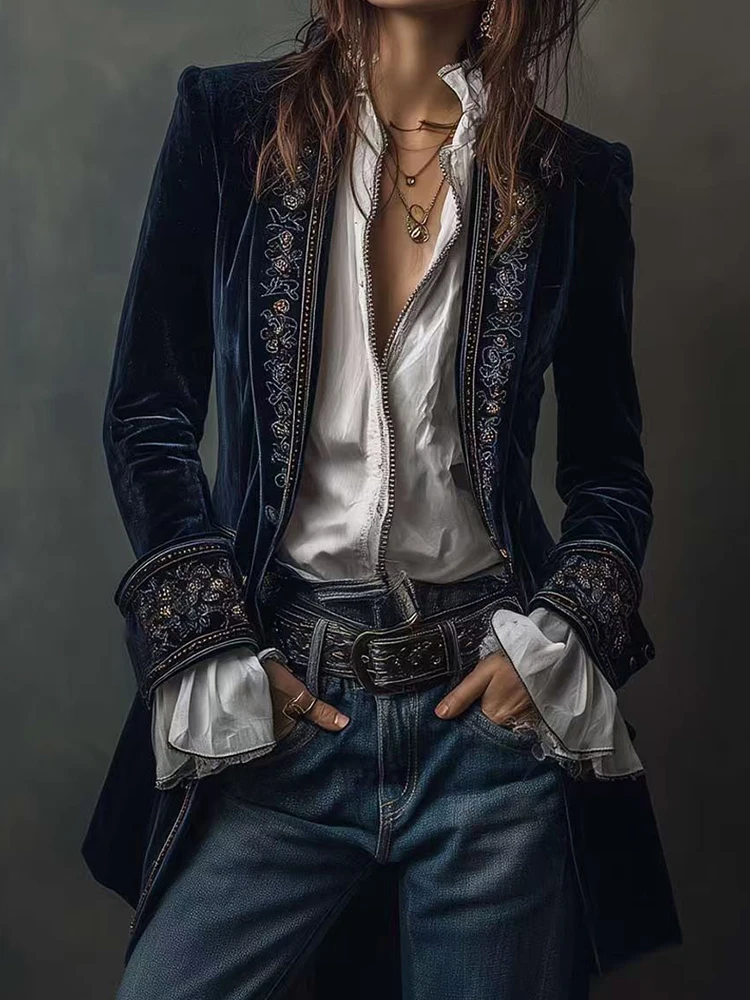 

Новые элегантные шикарные куртки в стиле пэчворк с v-образным вырезом, женское весенне-осеннее модное пальто с длинными рукавами, повседневный простой женский кардиган, верхняя одежда