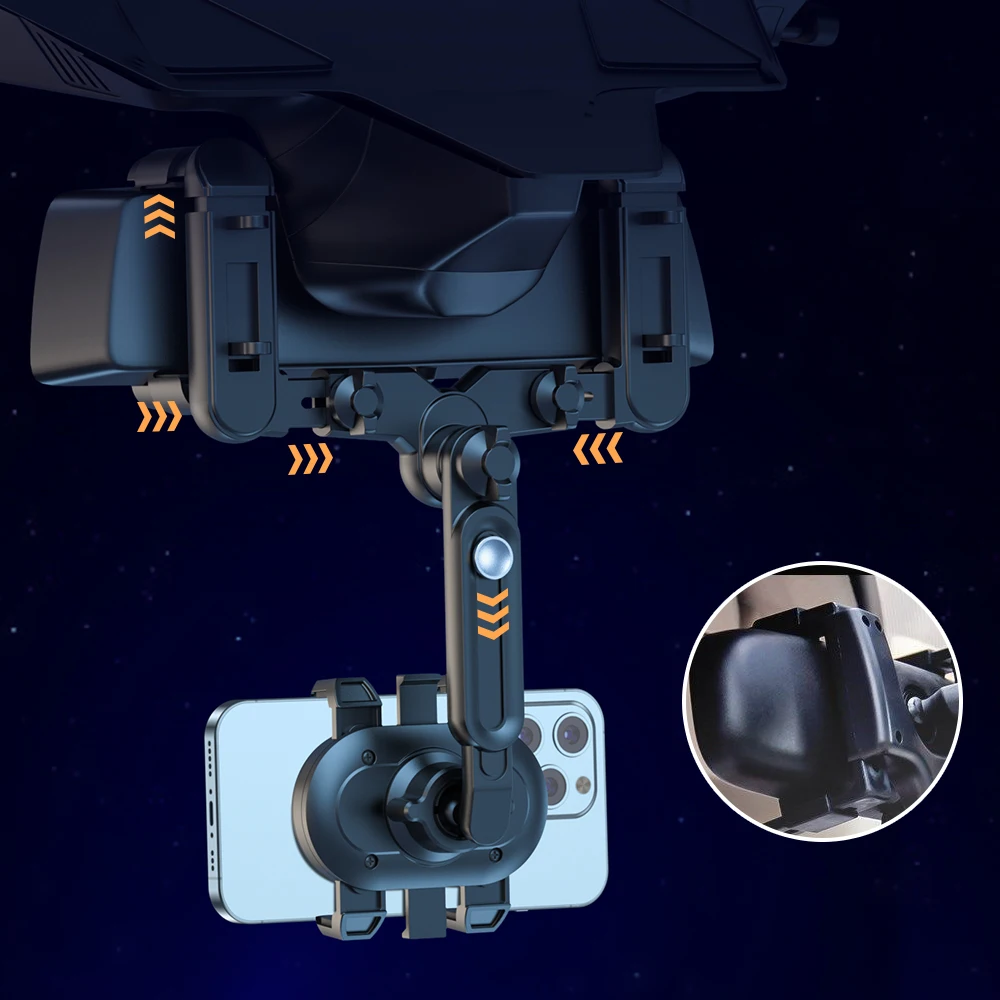 Rückspiegel Telefon Halter für Auto Montieren Telefon und Gps Halter Universal Rotierenden Einstellbare Teleskop 360 ° Auto Telefon Gerät – Detail 3