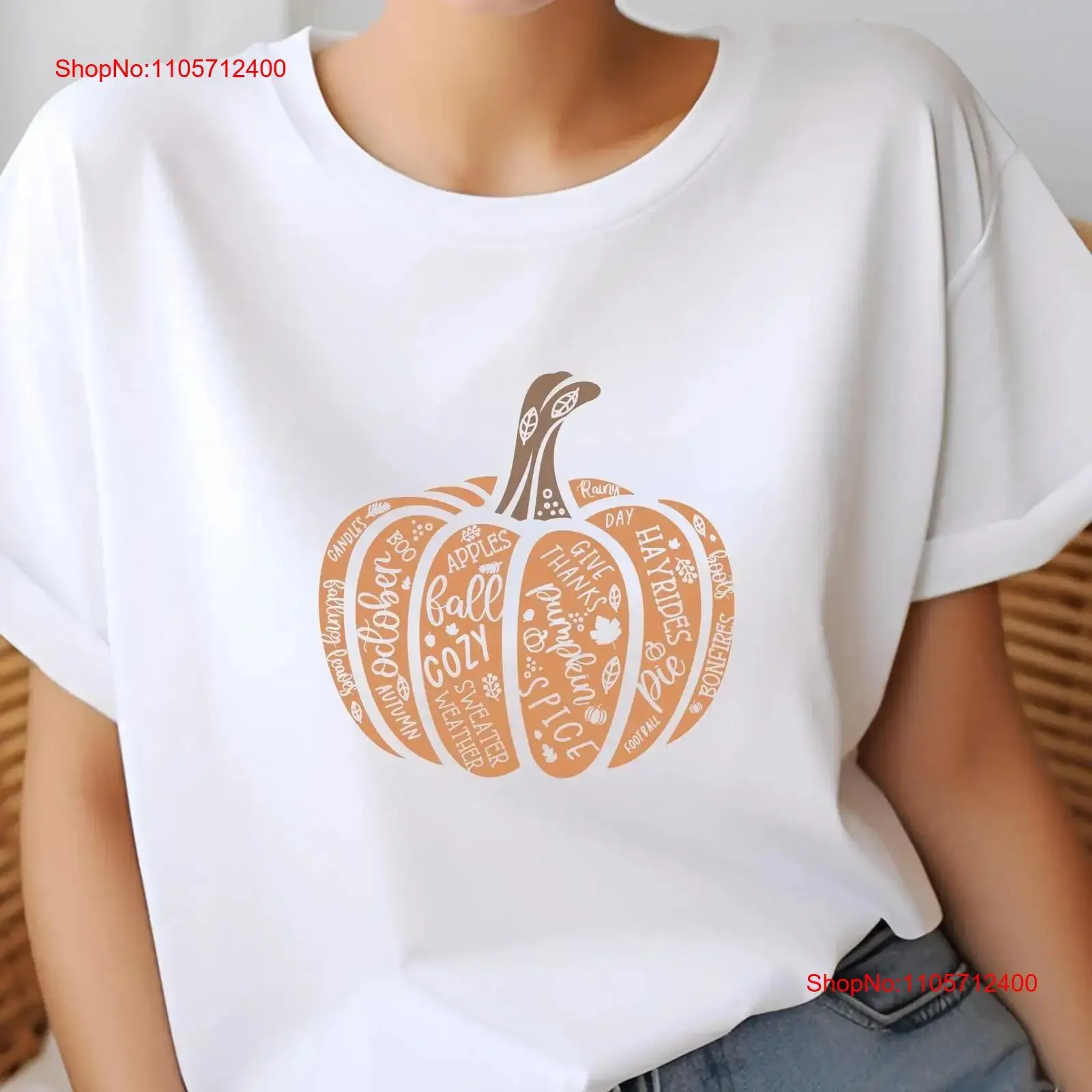 Pumpkin Season T Shirt Autumn Fall Happiness Top Fun Quote Crewneck Jersey Cozy vintage Washed graphic Versatile fashion