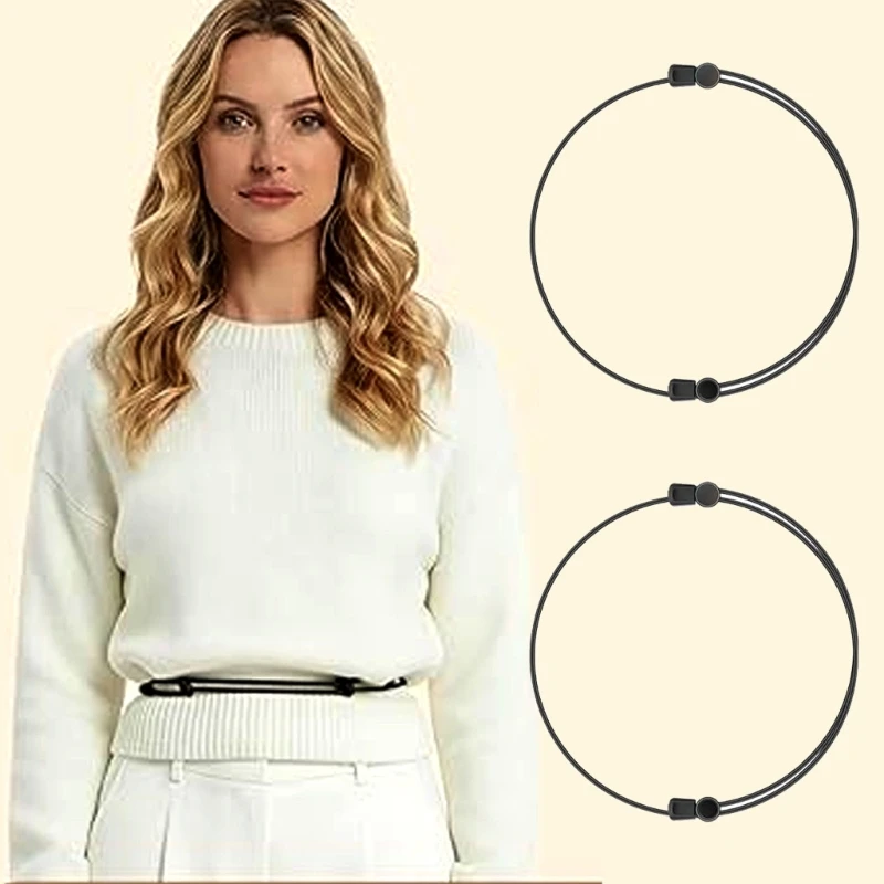 Adjustable Waist Tie Cord Elastic Crop Top Band for Dresses and Sweaters, Braided Garment Drawstring with Sliding Stoppers