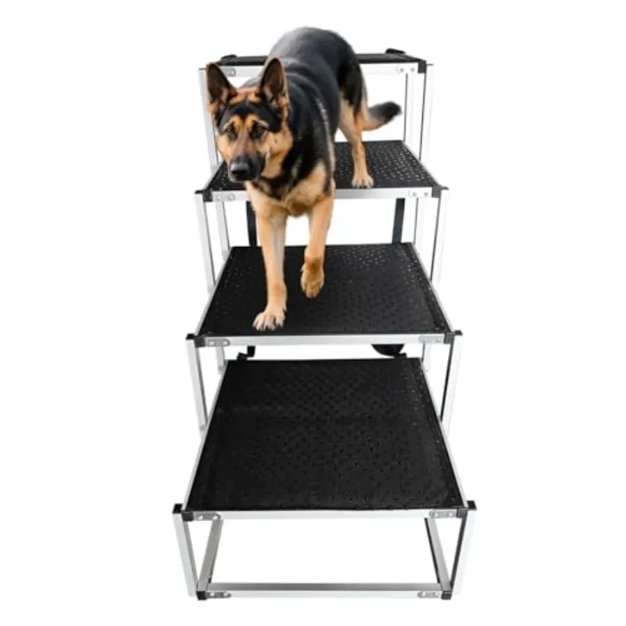 

Extra Wide Dog Steps for Car: Folding Large Dogs Ramp Ladder for SUV Truck - Foldable Portable High Bed Stairs for Small Medium