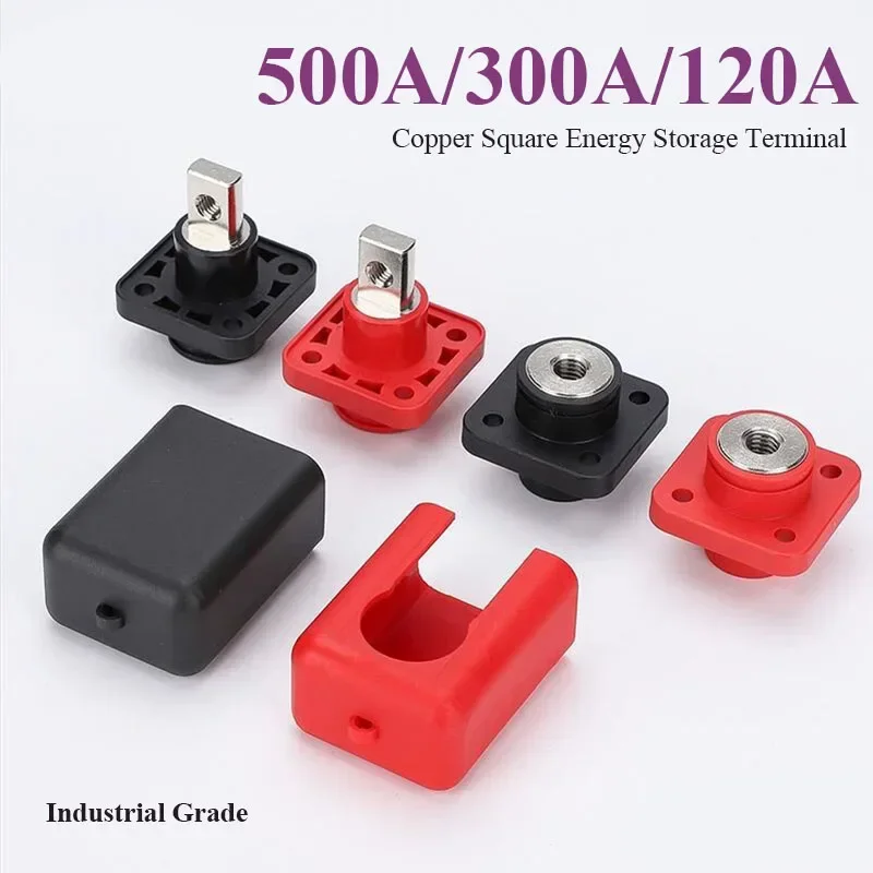 

500A Square Lilthium Battery Terminal Block Copper High Current 100-400A Through Wall Style New Energy Energy Storage Connector