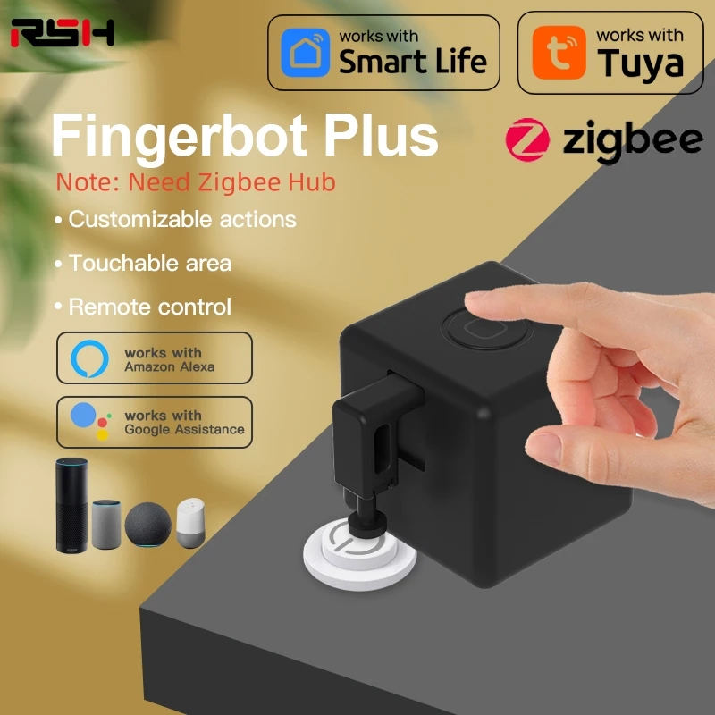 

Умная кнопка переключения Tuya Zigbee Fingerbot Plus, пушер с управлением через приложение, голосовым управлением, работает с Alexa Google Home Assistant