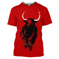 3D Spanish Bull Cattle Printing T Shirt Spain Bullfighting Graphic T-Shirts for Men Womens Clothing San Fermín Tops Short Sleeve
