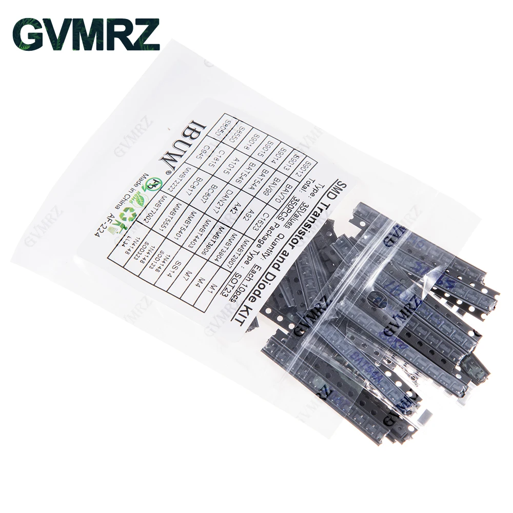 350PCS 35Values SMD Transistor and Diode Kit SOT23 (S9012/BAV70/1N4148 etc.) for Arduino DIY Electronic Circuit Project