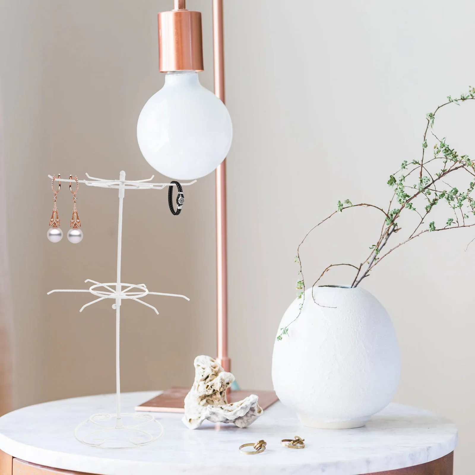 

Вращающаяся подставка для украшений из кованого железа, держатель для ожерелий и браслетов, прочный портативный органайзер, подарок на День матери, для дома и безопасности