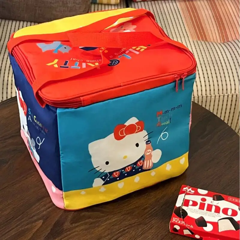 

Сумка на плечо для девочек «Hello Kitty», мультяшная аниме, соответствующая цвету, большая вместительная складная изоляционная сумка для хранения, сумка для пикника, для отдыха и путешествий