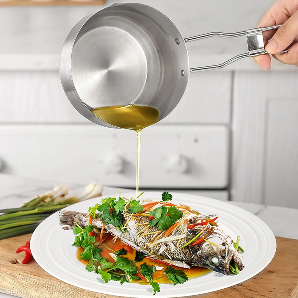 

Stainless Steel Sauce Pan Professional Wear-Resistant Stew Pot Anti-Scald Handle Multi-Function Fry Pan Household Kitchen