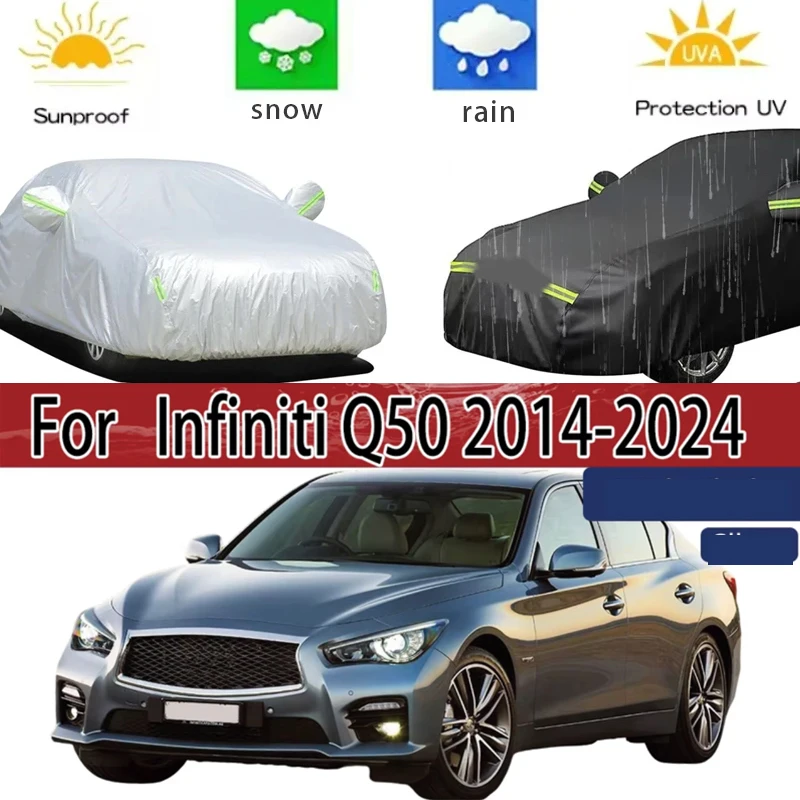 

For Infiniti Q50 2014-2024 Full Car Covers Outdoor Sun Anti UV Rain Snow Dust Protection Oxford Cloth Accessories