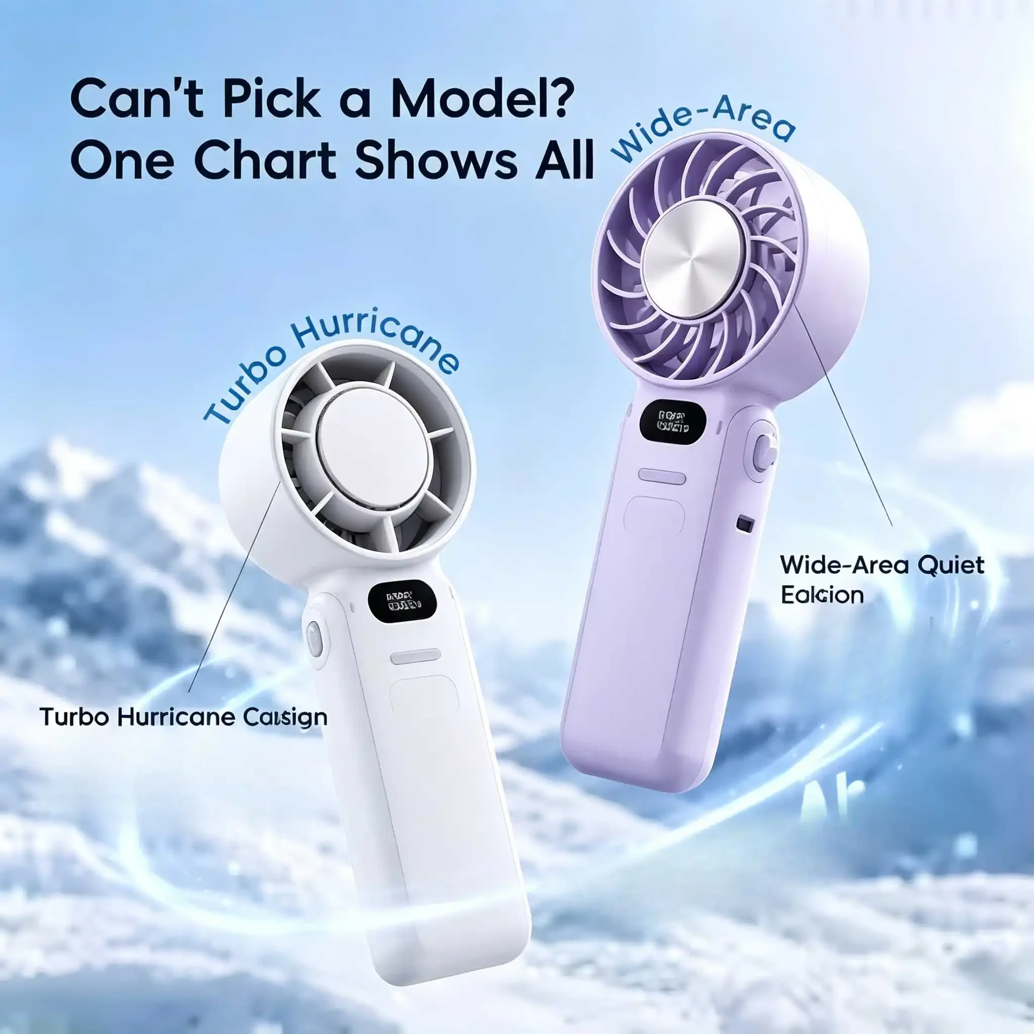 Portable High Speed Cooling Handheld Fan 3600mAh Rechargeable 100 Wind Speeds Adjustable Mini Foldable Air Cooling Turbo Fan