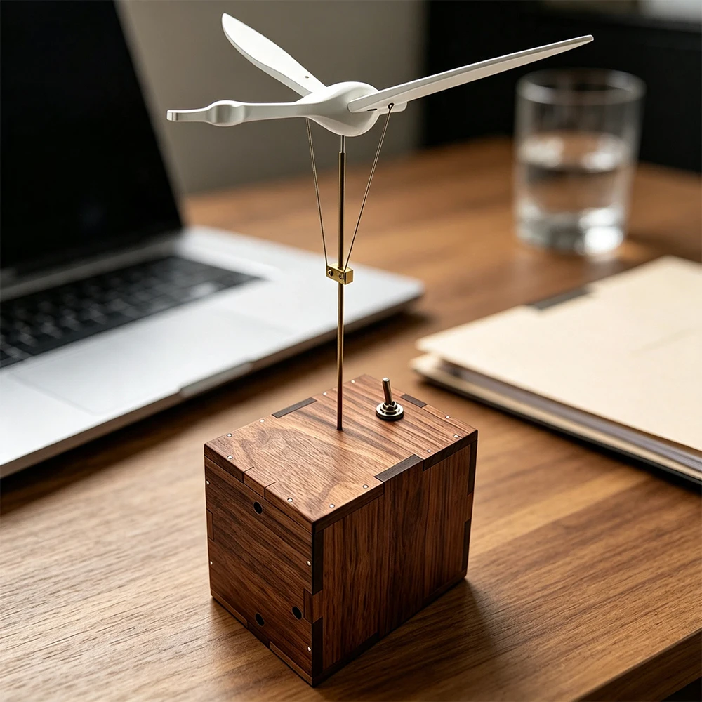Handcrafted Wooden Flying Swan Bionic Model with Mechanical Transmission,Surrealistic Creative Collectible, Desktop Motion Model
