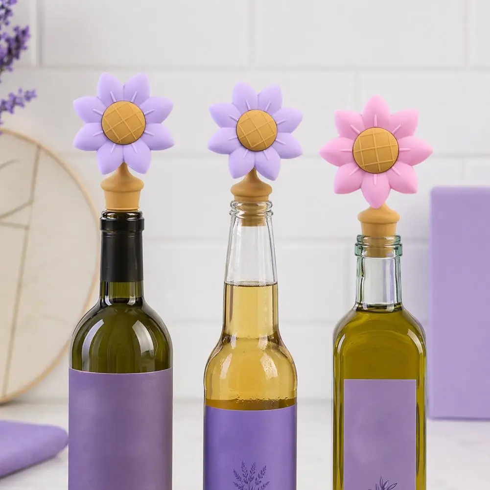 Wine Stopper Silicone Wine Bottle Stopper Set Reusable Leak-proof Seal for Wine Champagne Decorative Anti-drop Cork for Home