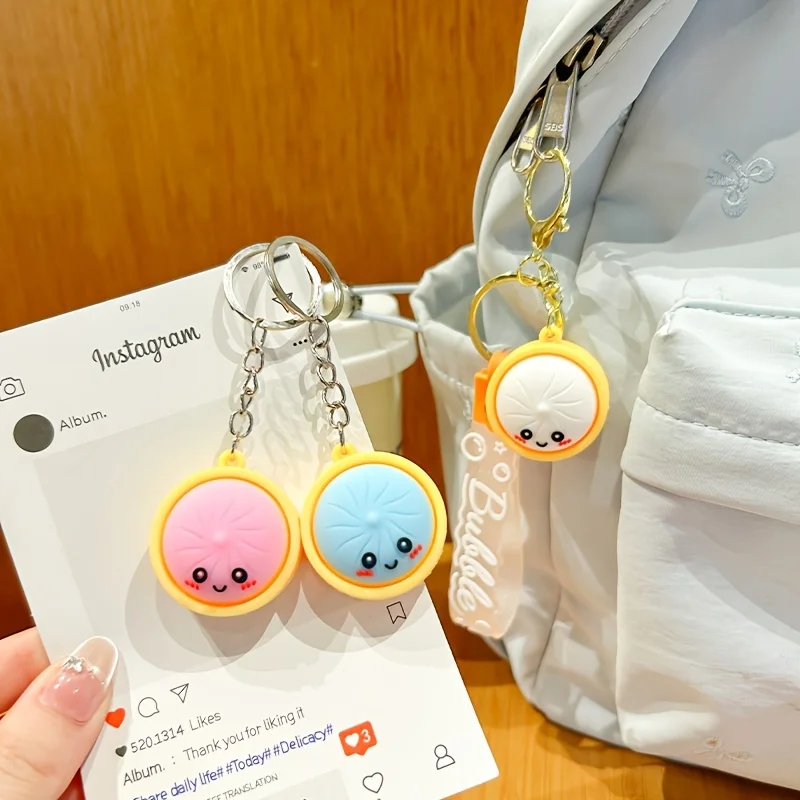 6/18 Stück Niedliche Dumpling-Schlüsselanhänger, Mini-Baozi-Anhänger Geschenkset für Preise, Taschenfüller, Rucksack-Charm-Deko, Zufällige Farben – Detail 5