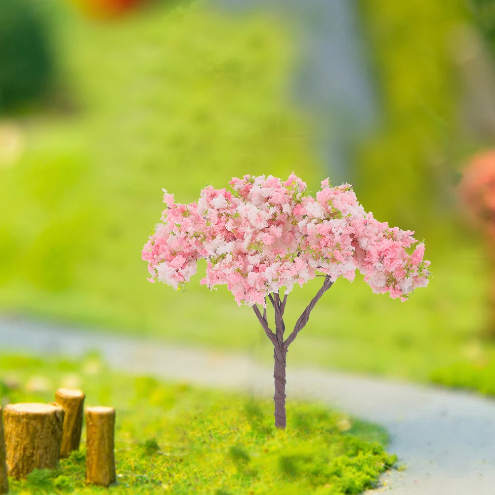 

8pcs Mini Cherry Blossom Tree Decor Realistic Artificial Landscape For Sand Table, Train Scenery, Architectural Layout, Desk